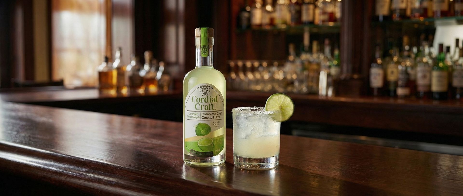 A clean and skinny margarita next to a zero-calorie margarita mixer