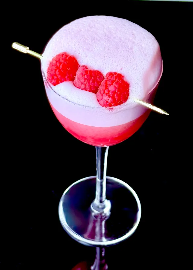 Clover Redux cocktail made with gin raspberries and Cordial Craft