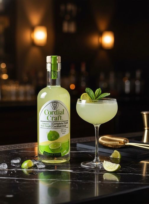 A glass of liquid with a slice of lime and mint on top.