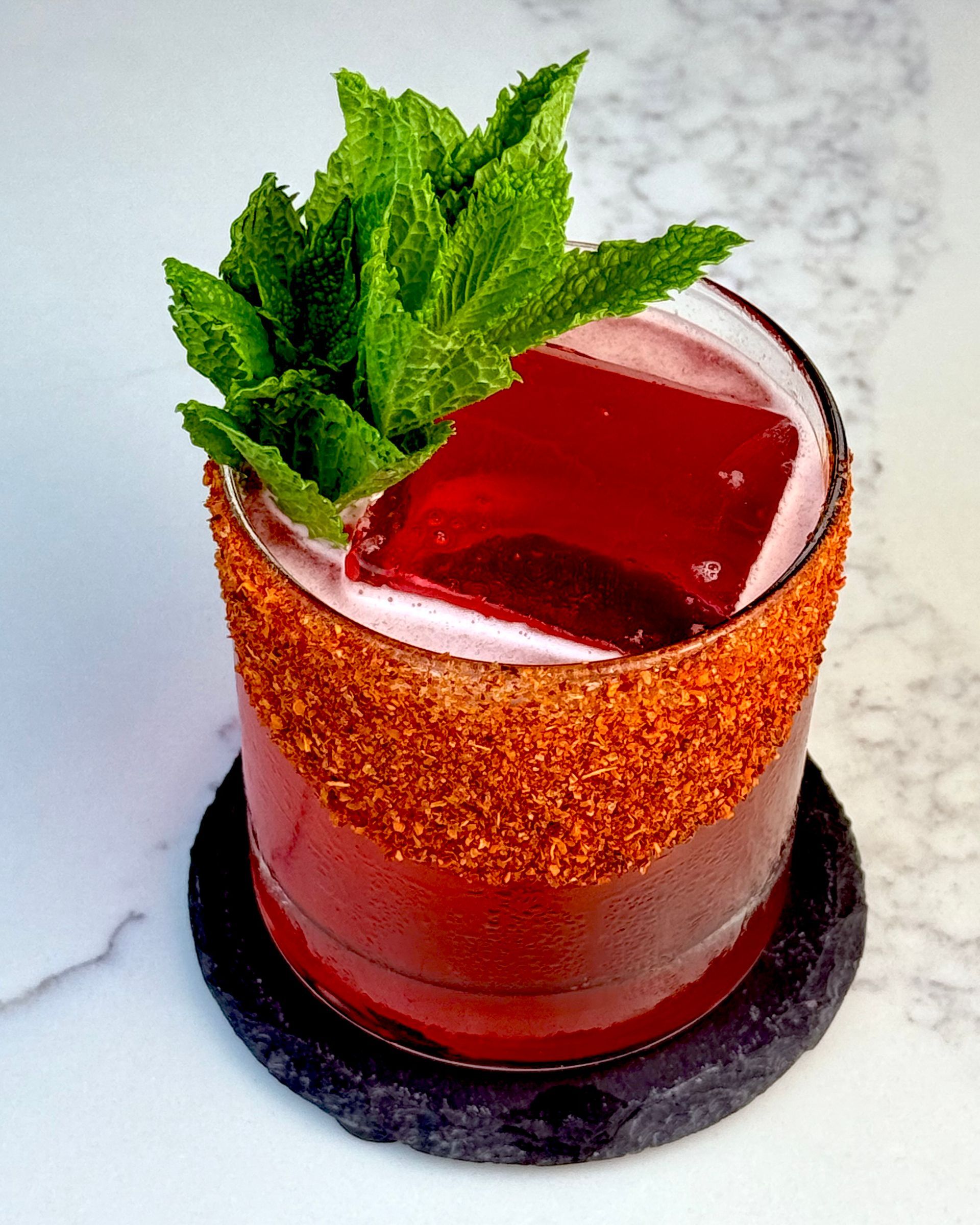 Beautiful, ruby rose colored, Sugar-Free Hibiscus Margarita
