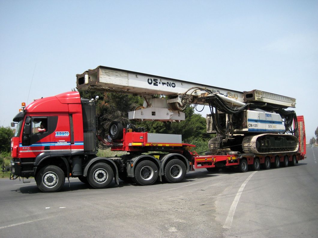 a truck travelling on a road