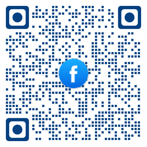 一個 Facebook 二維碼，中間有一個藍色的“f”