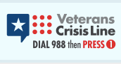 A logo for the veterans crisis line with a star in a speech bubble.
