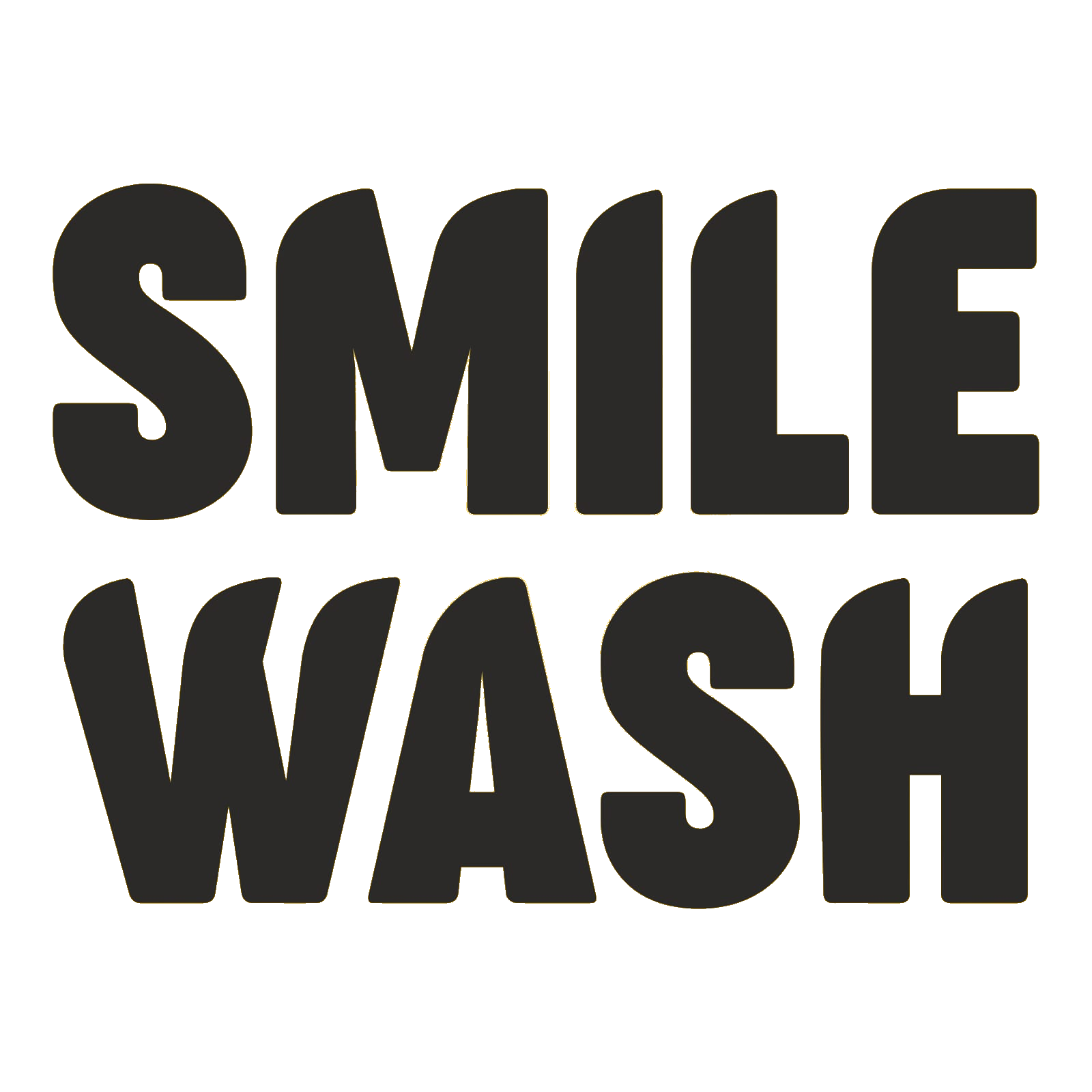Farmacia San Domenico Scritta gialla “SMILE WASH” su sfondo bianco