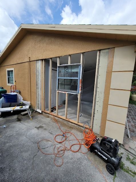 Exterior view of a building under construction