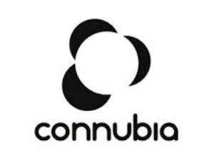 Logo Connubia: forme circolari nere interconnesse sopra il nome del marchio in un font sans-serif.