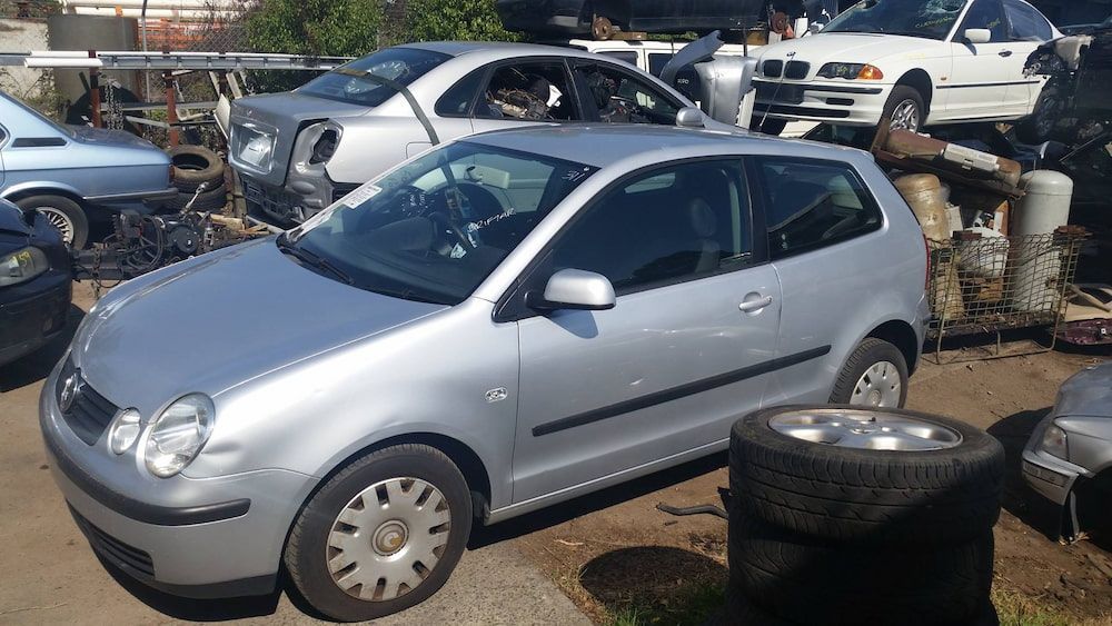 Silver Volkswagen Polo Hatchback in a Junkyard — Crypto Parts In Tuggerah, NSW