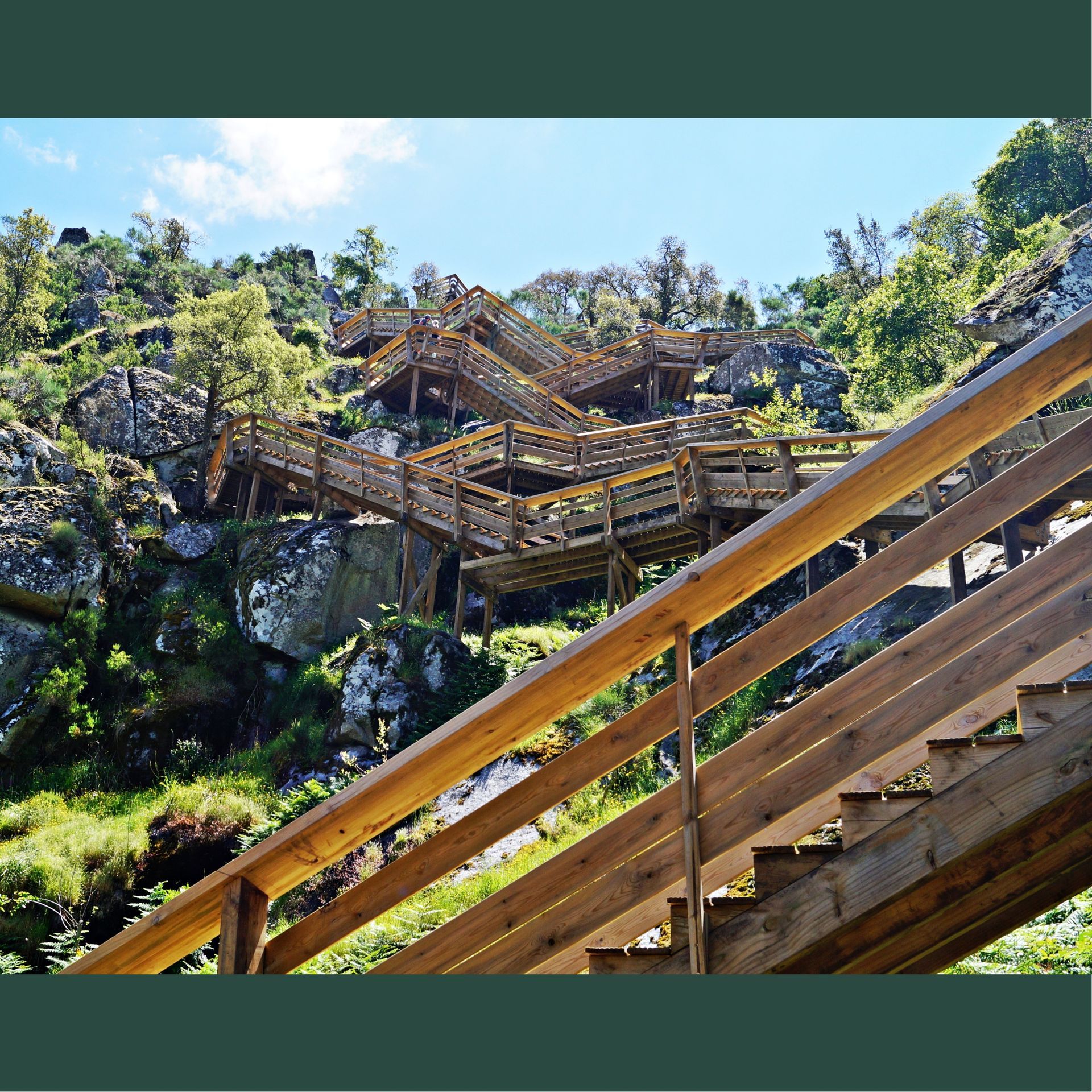 Paiva Walkways or Passadiços do Paiva, wooden boardwalk trail next to Paiva River in Arouca, Portugal