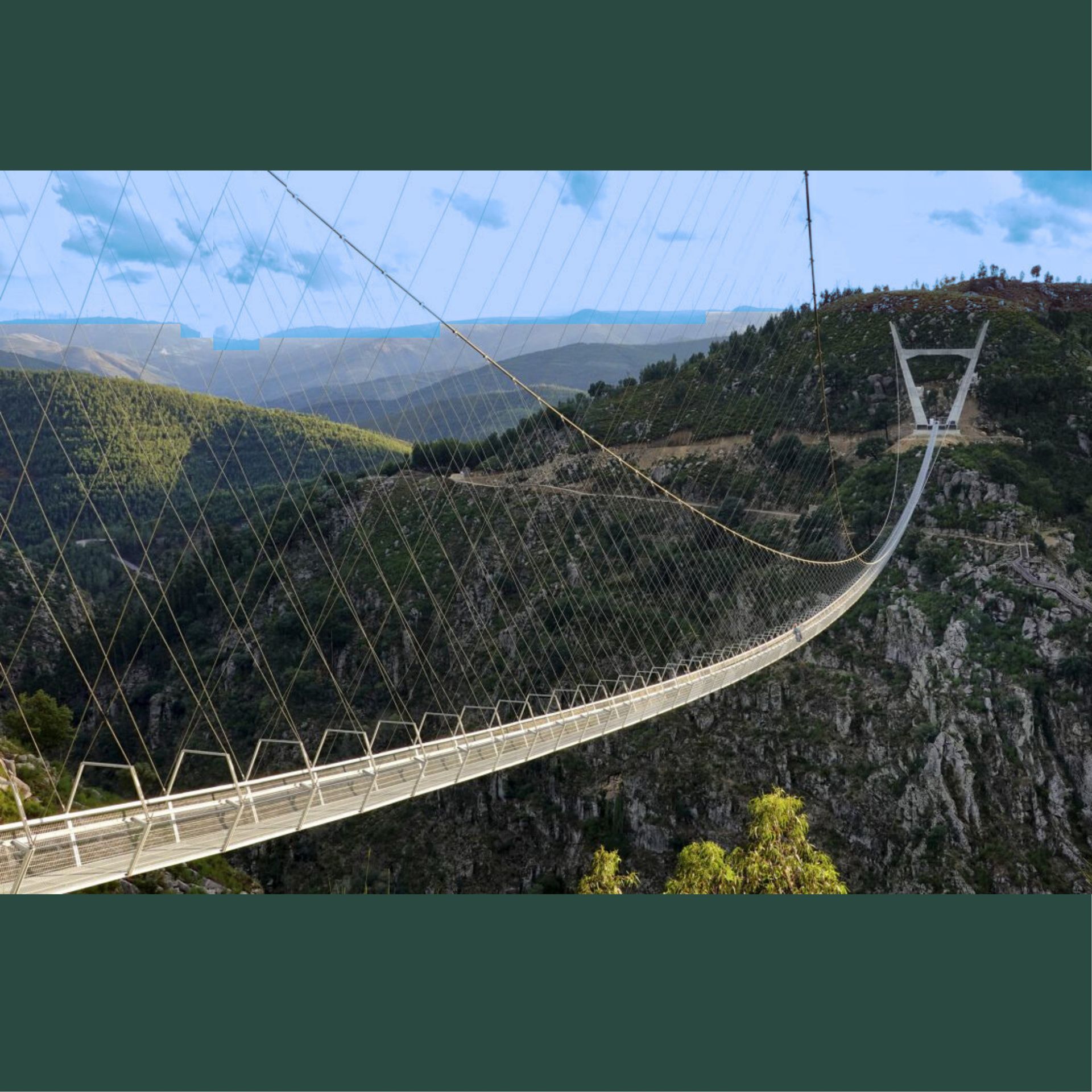 Arouca 516, pedestrian suspension bridge in Arouca, Portugal, with 516 meter in length, over Paiva River
