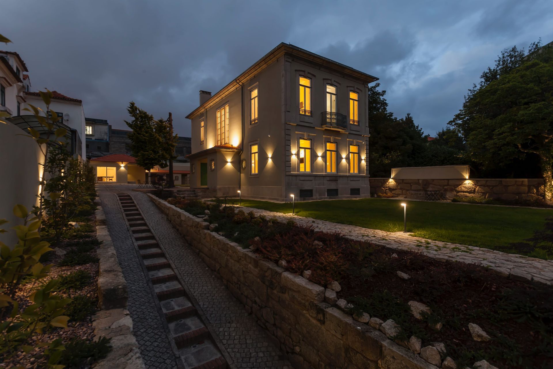 Casa Kala lit at night