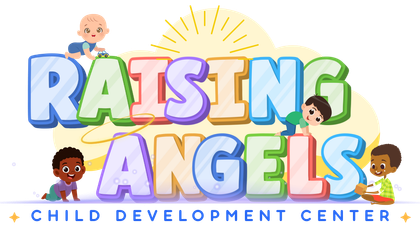 The logo for the raising angels child development center