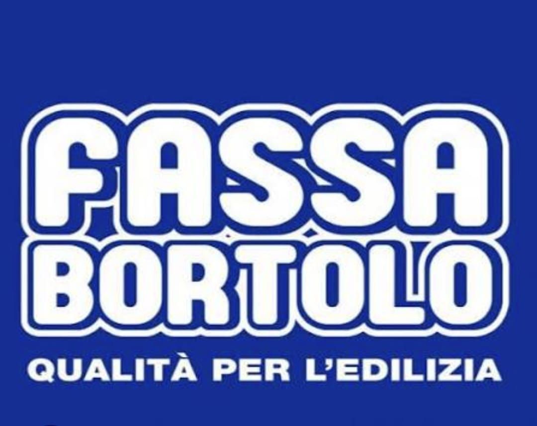 Fassa Bortolo logo in white text on a blue background. 