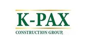 Logo of K-PAX Construction Group in green letters with a gold border.