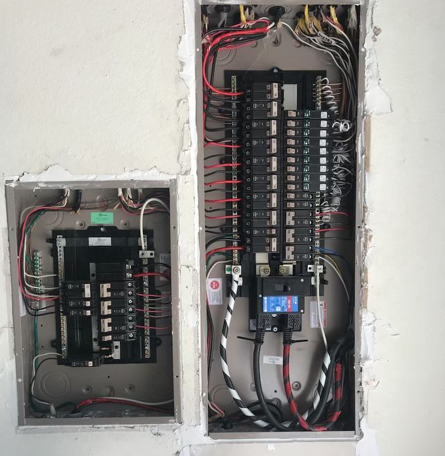 Electrical panel installation with circuit breaker repair and wiring upgrade for home electrical maintenance services.