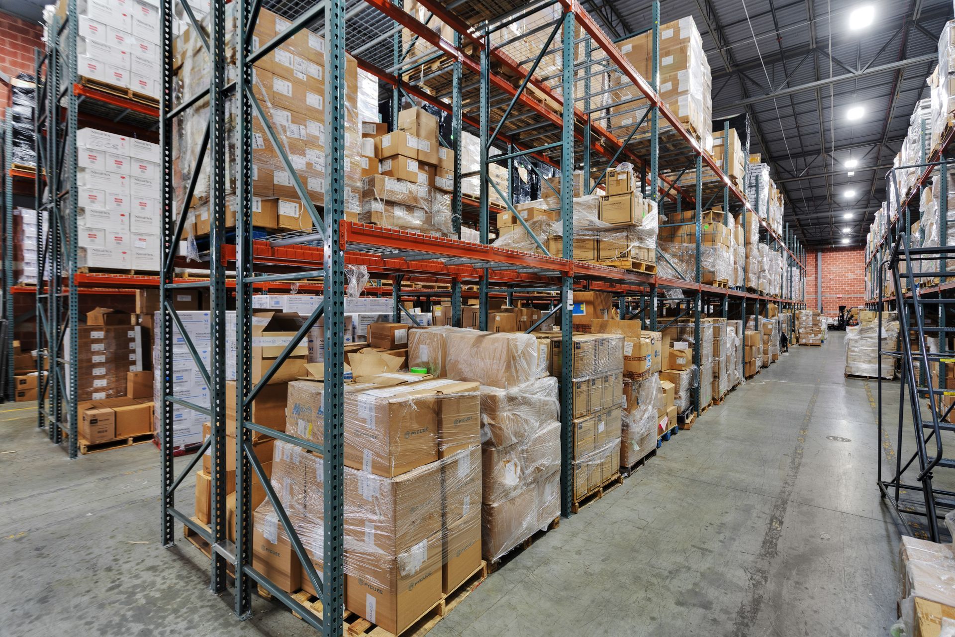 Warehouse shelves loaded