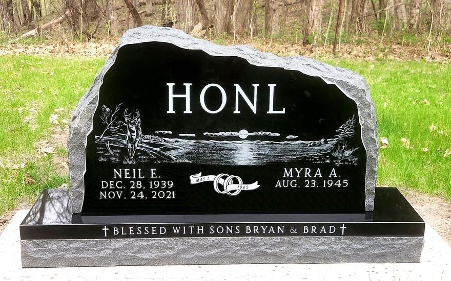 Gravestone, black stone with
