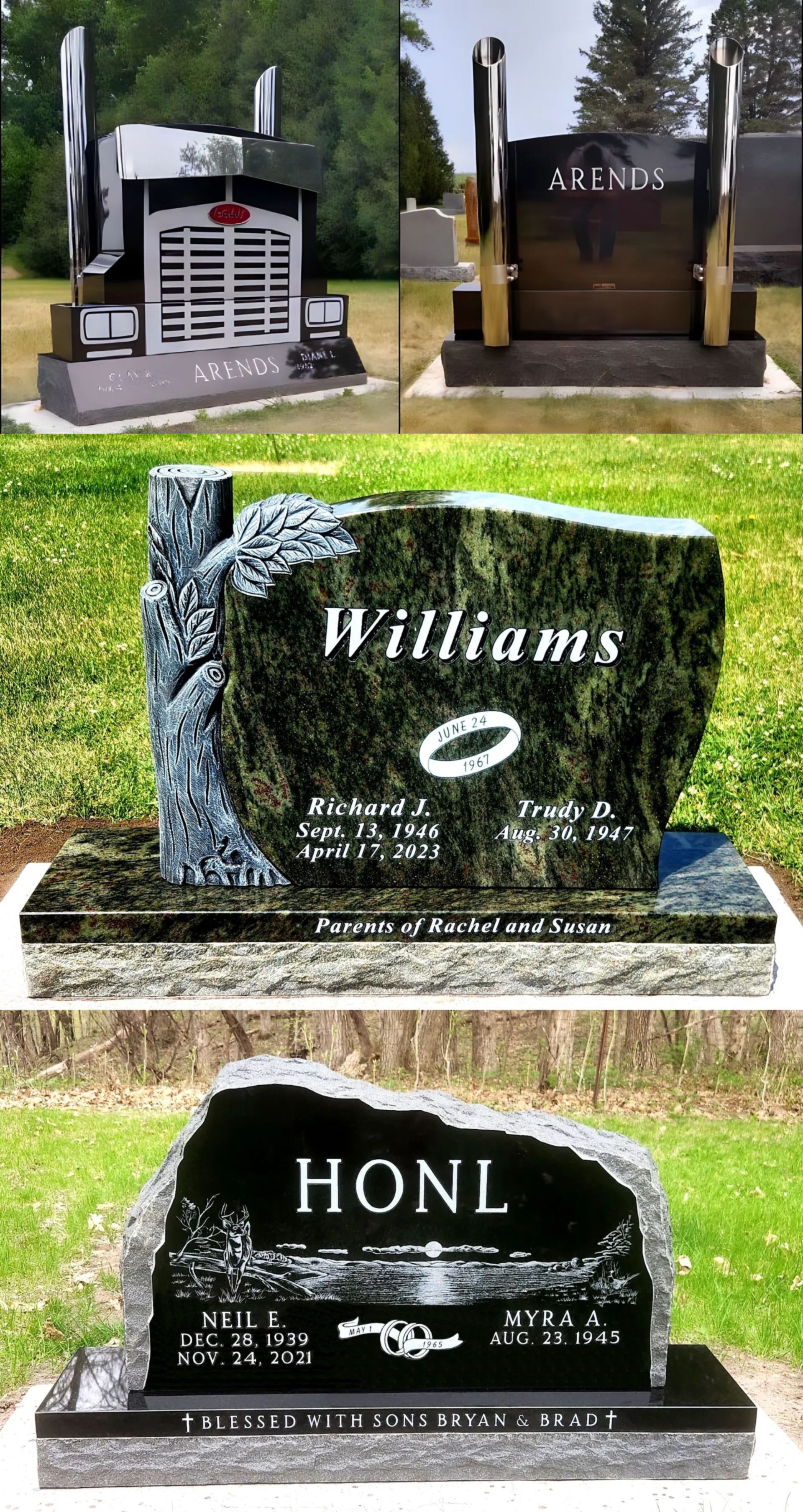 Gravestone, black stone with 