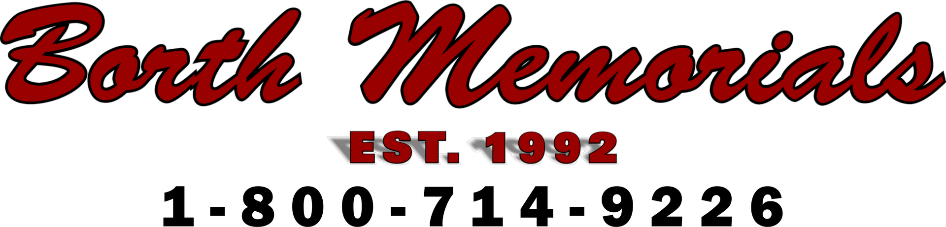 Borth Memorials logo with a phone number: 1-800-714-9226.