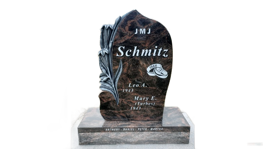 Black granite tombstone with 