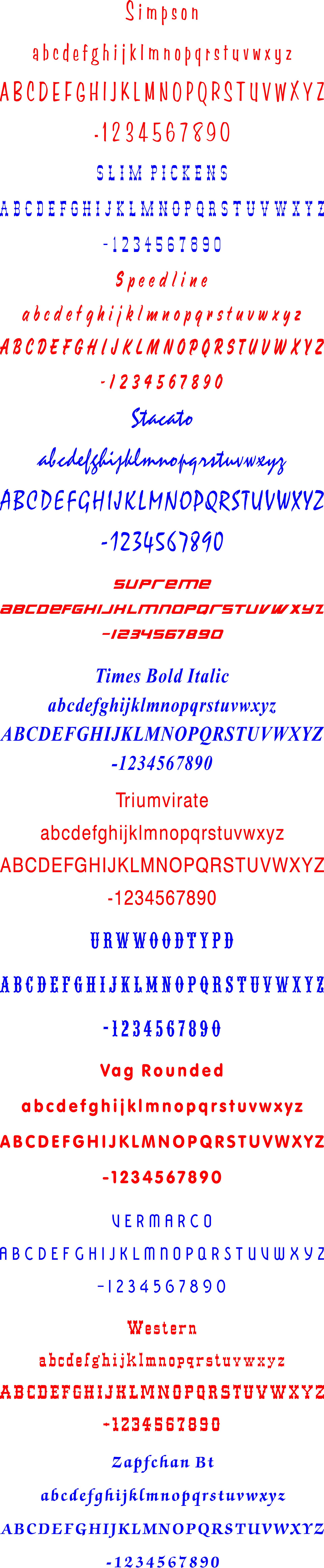 A vertical restaurant menu listing various food items, beverages, and pricing in blue and red text on a white background.
