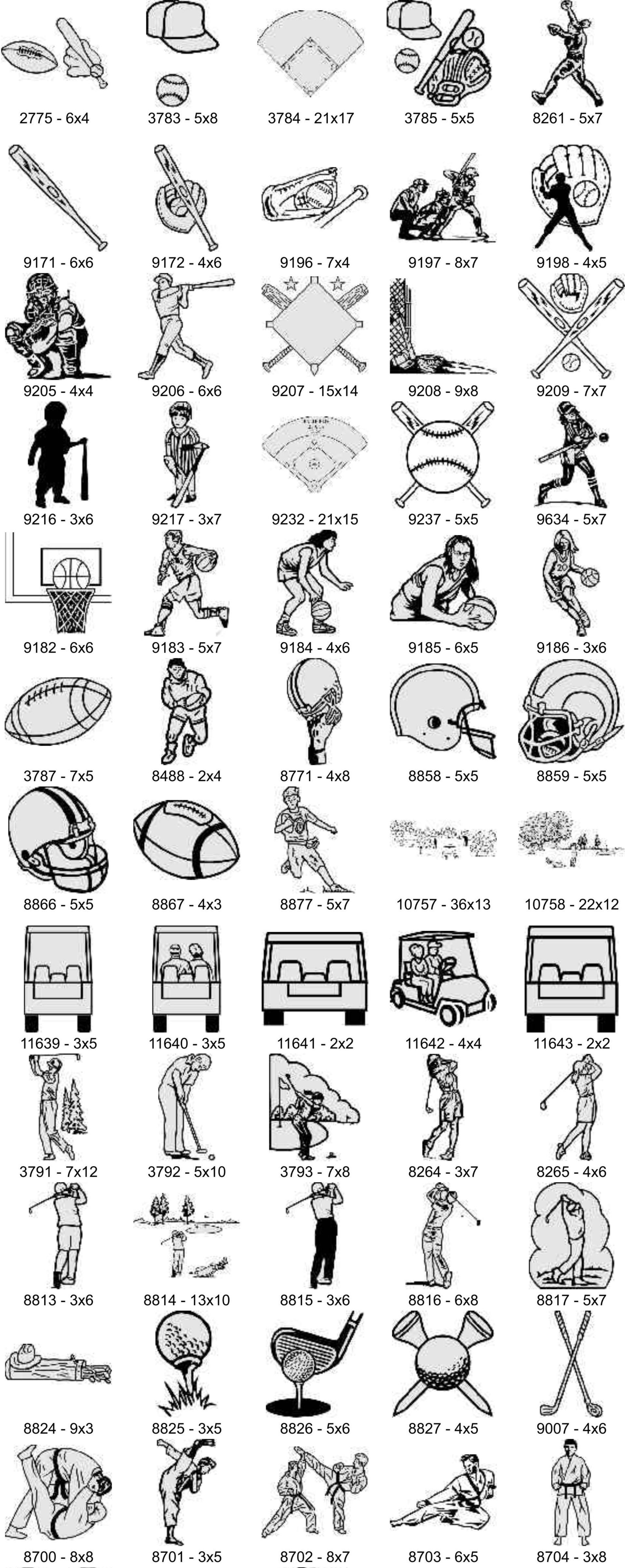 A grid of sports-themed icons and illustrations featuring various balls, equipment, and players.