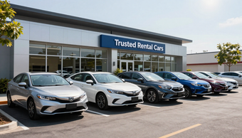 Clean and reliable rental vehicles parked outside the Resilient Car Rentals location