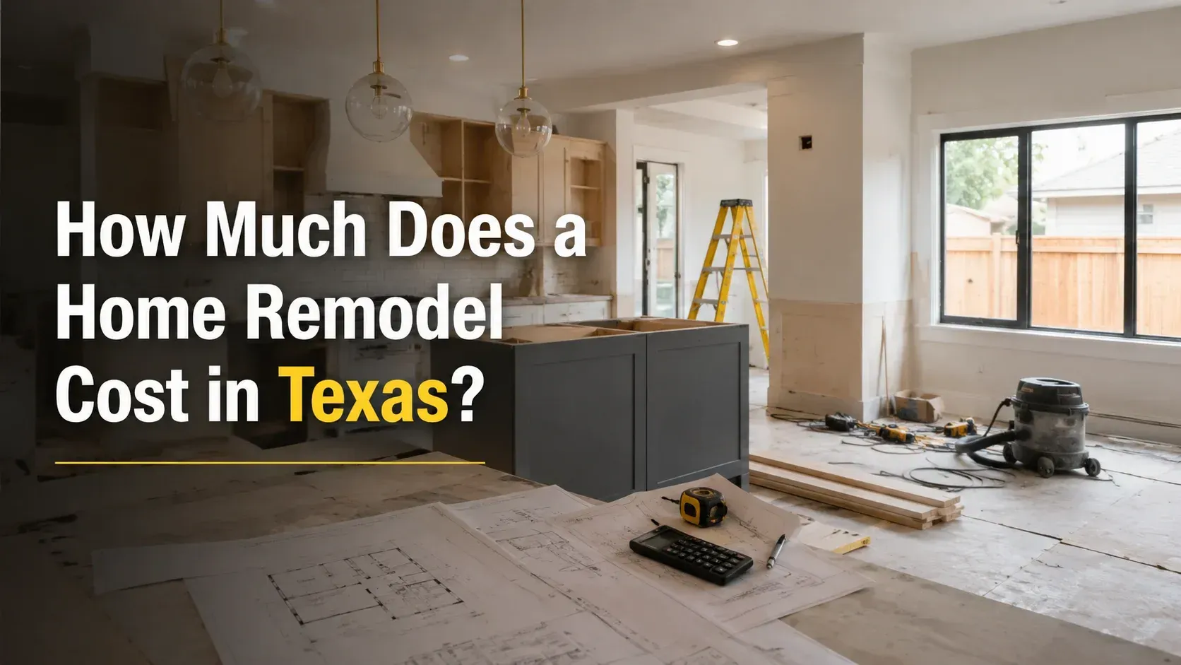 A modern kitchen undergoing a complete home remodel, showing newly installed dark gray lower cabinets, a wooden island, and exposed drywall, highlighting the practical reality of home remodel costs.