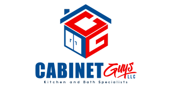 A logo for cabinet guys kitchen and bath specialists