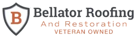 Bellator Roofing logo: shield with "B," company name, "And Restoration," and "VETERAN OWNED."