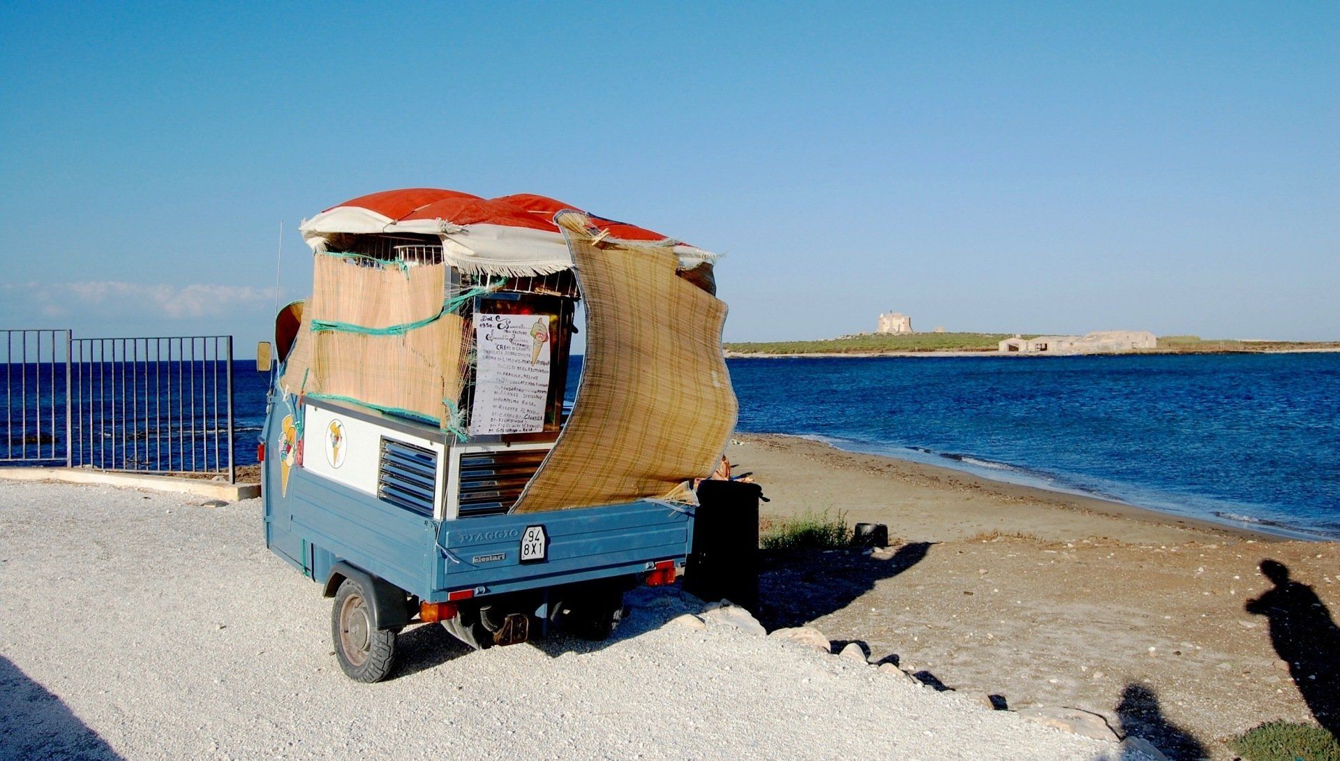 Capo Passero, the most southern point in Sicily with a special Ape