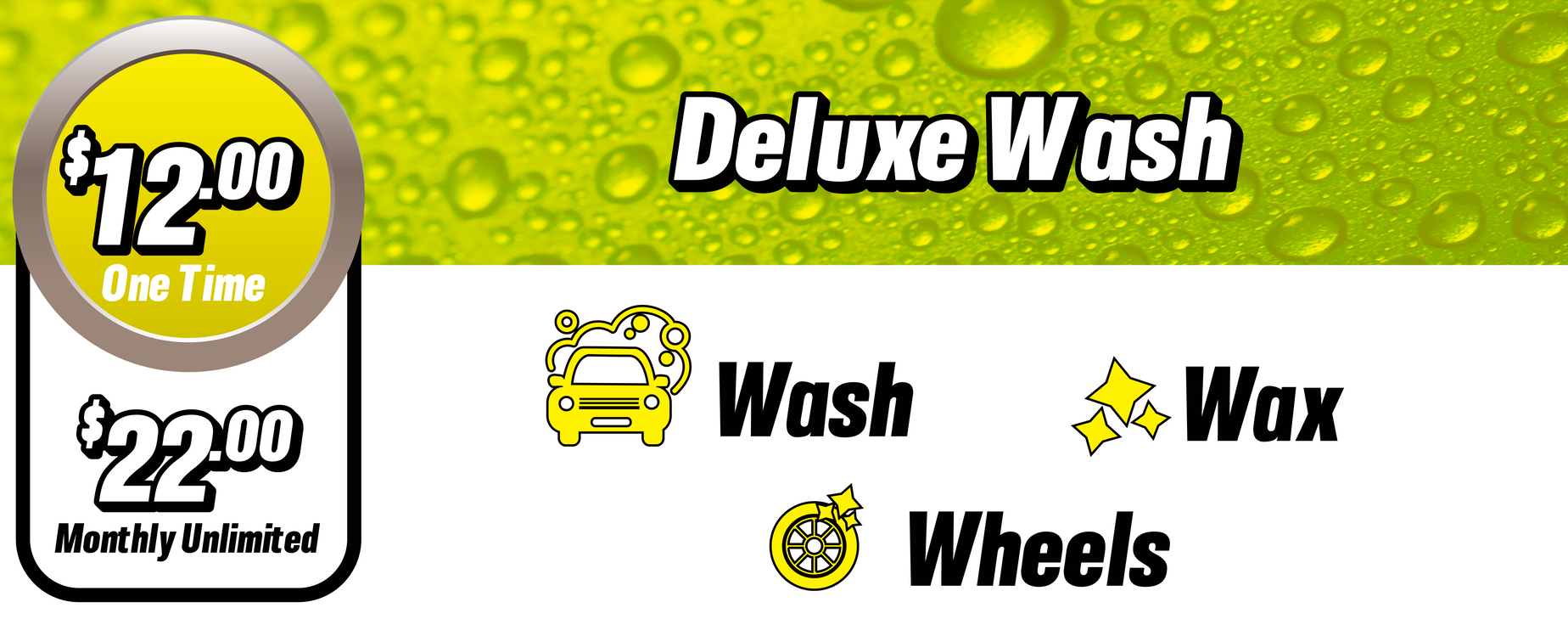 A sign that says deluxe wash on it