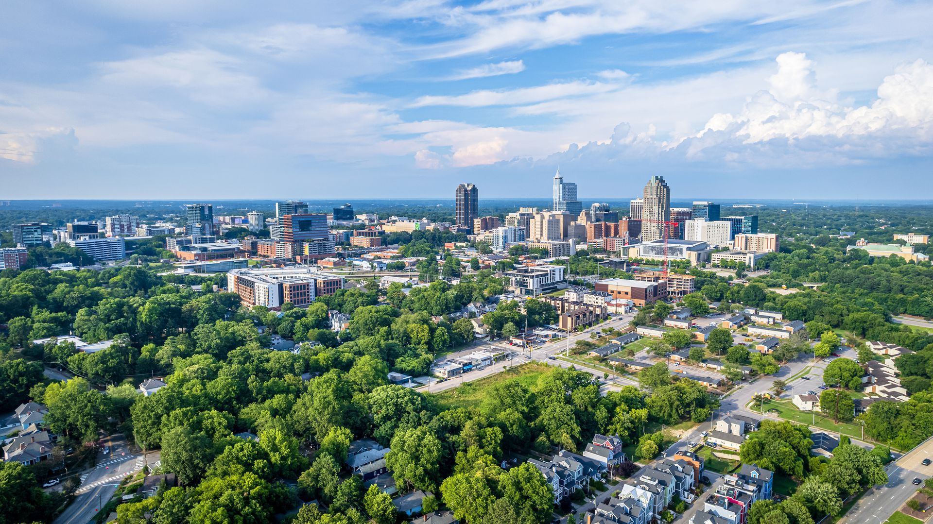 An Aerial View Of A City With Lots of Trees And Buildings - Clemmons, NC - Jetco Septic Service