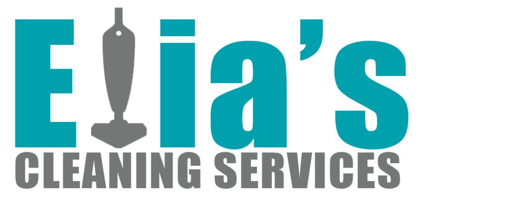 The logo for elia 's cleaning services has a vacuum cleaner on it.