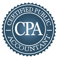 A certified public accountant seal is shown on a white background.