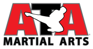 The ata martial arts logo has a silhouette of a person kicking.