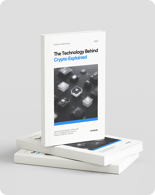 Three white books stacked, with one propped up. The title 