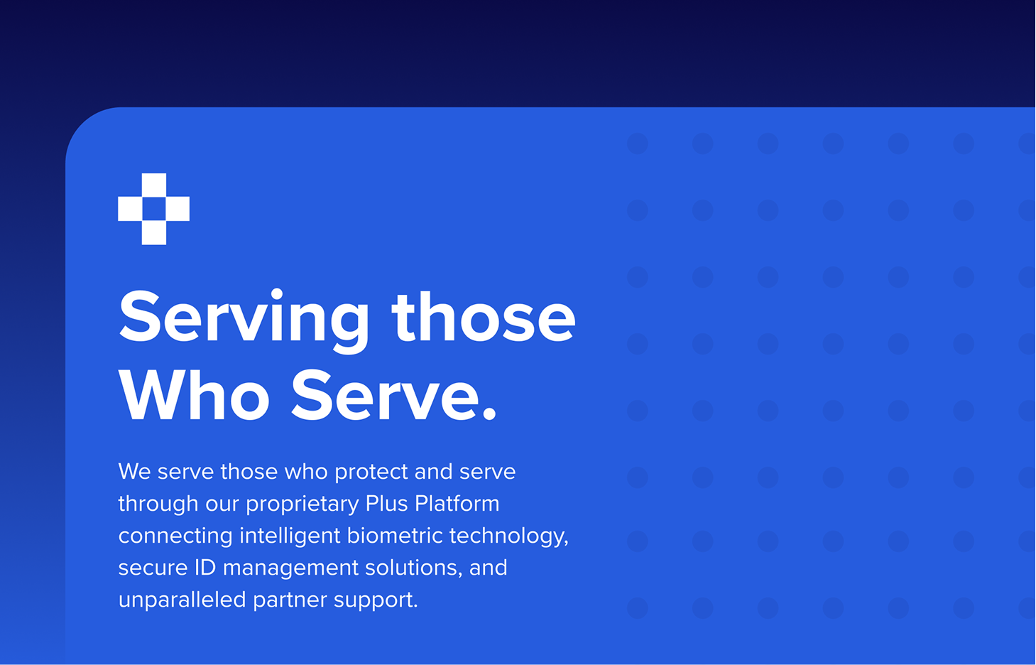 Diagram: The Plus Platform with icons for smart devices, applications, identity matching, transactions, and learning management.