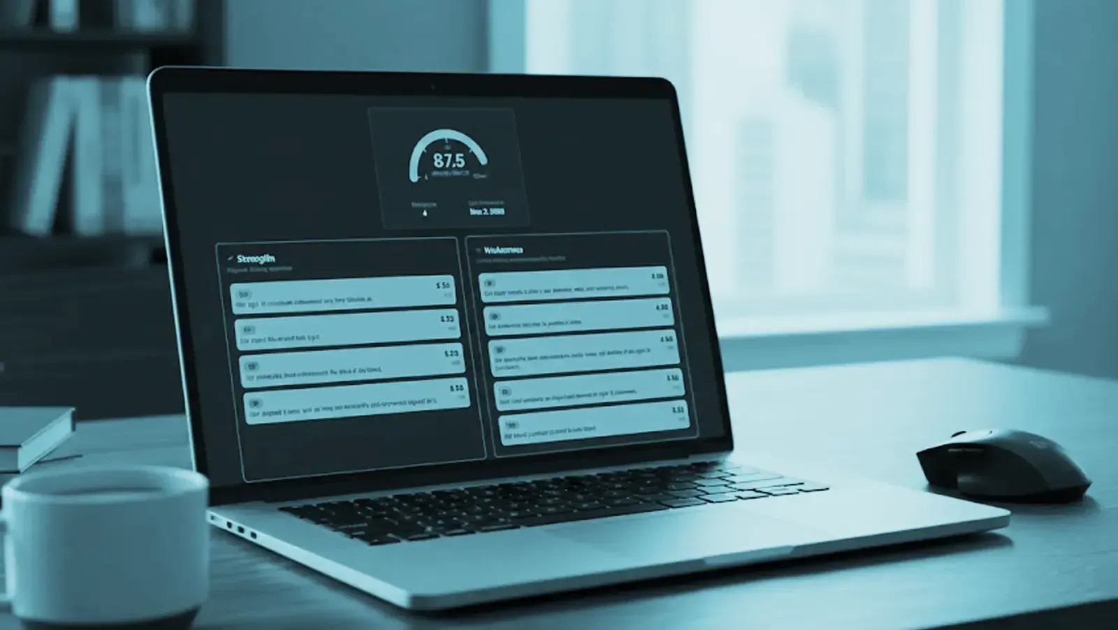 Teal background with white text asking, 