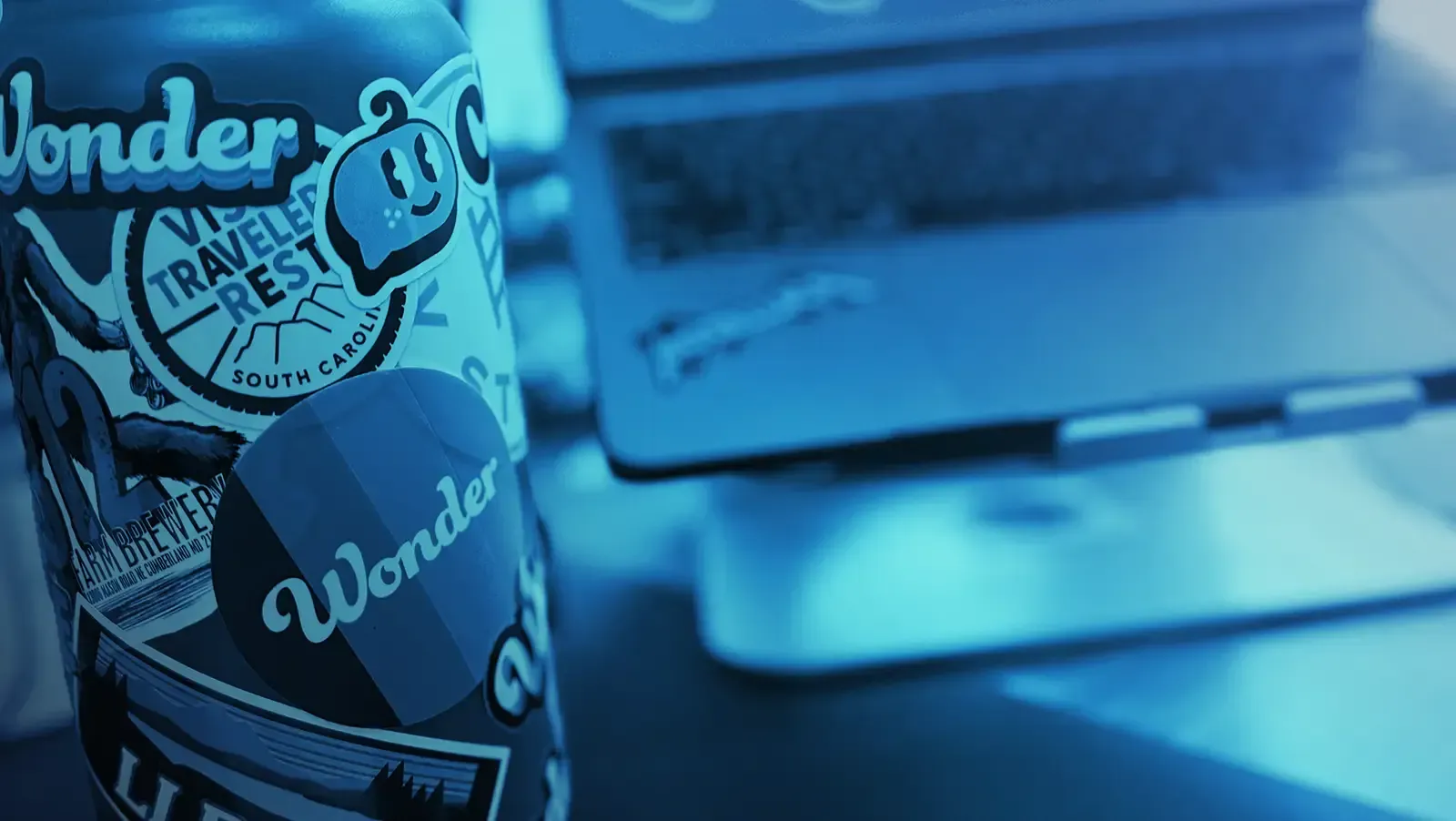 Dark blue background with white text: 