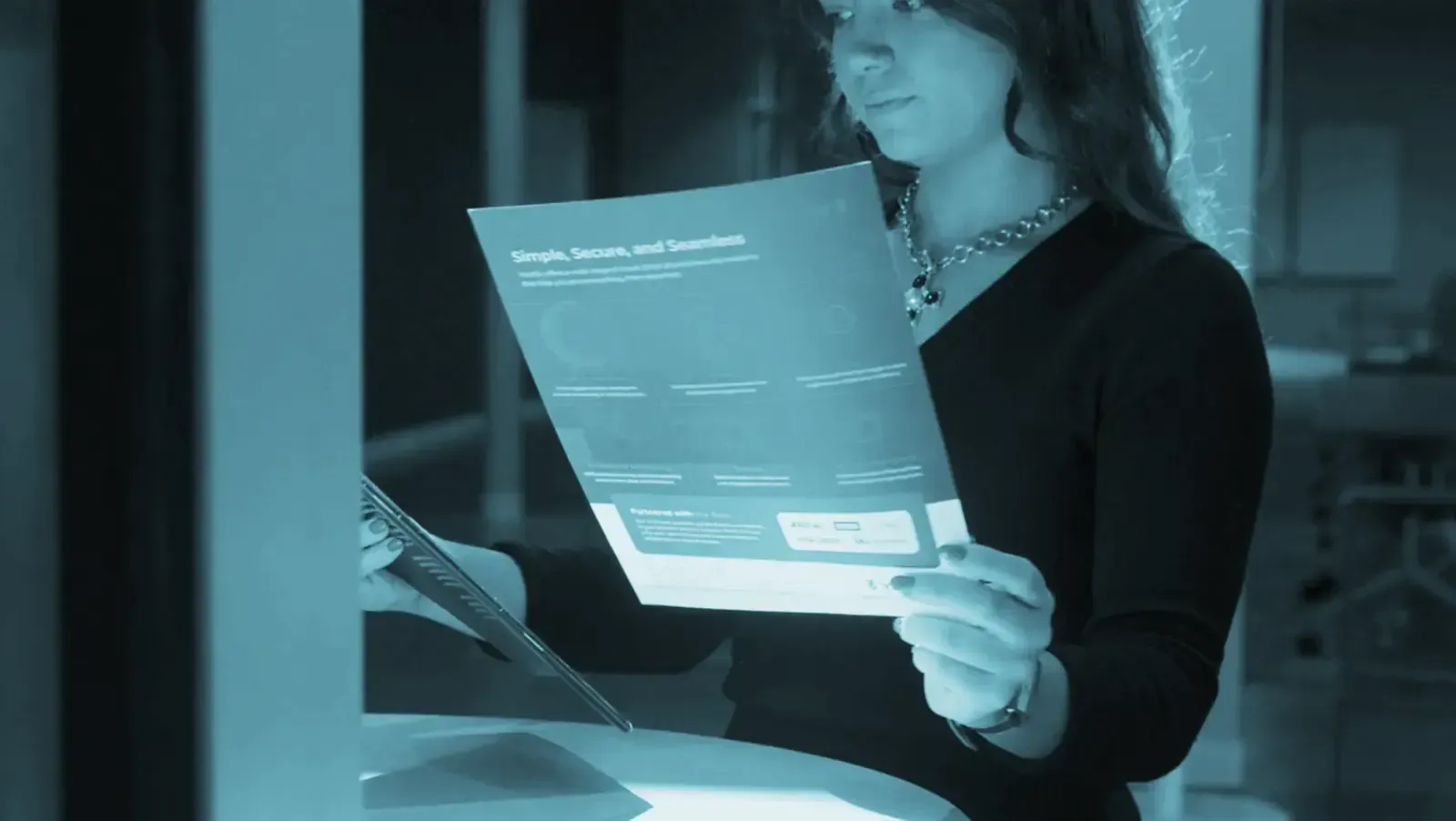 Dark blue background with white text that reads 