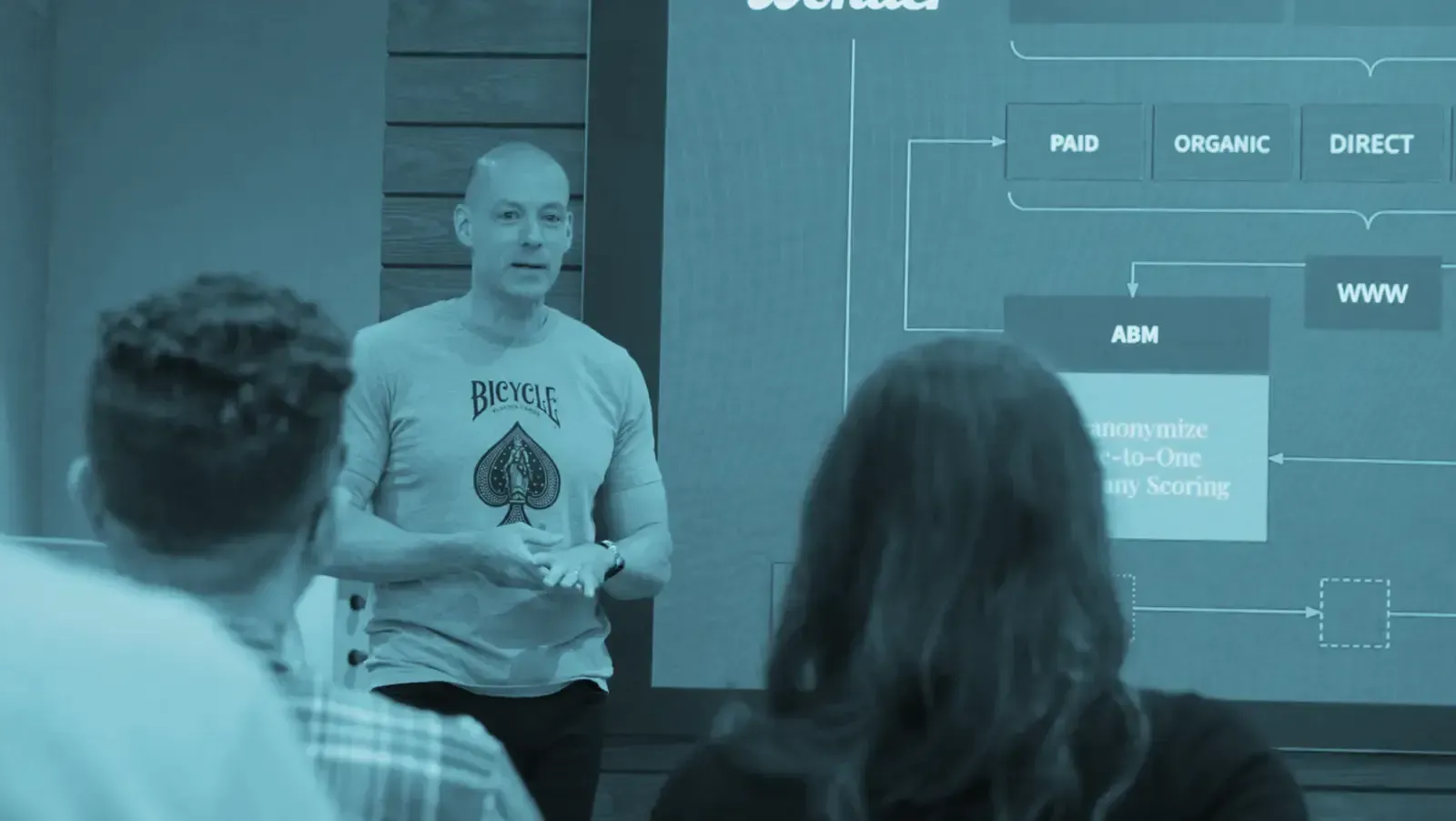 Teal background with white text that reads