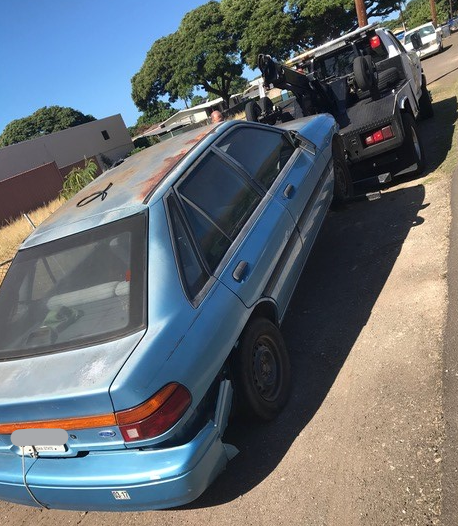Damaged Sedan Car- Maui Auto Recycling in Puunene, HI