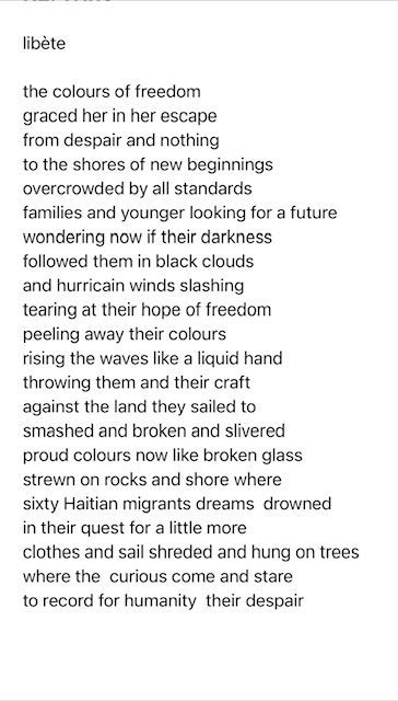 A poem about the colours of freedom graced her in her escape from despair and nothing