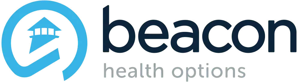 The logo for beacon health options has a house in the middle of it.