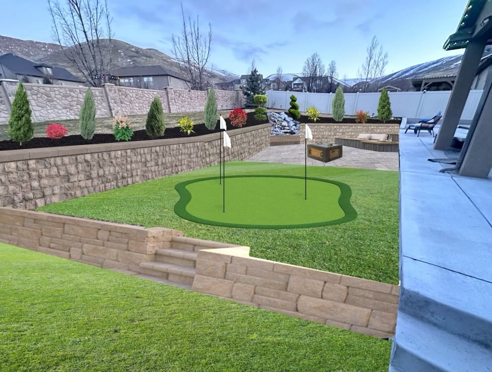 an after-picture of a front yard in utah in the landscaping design phase