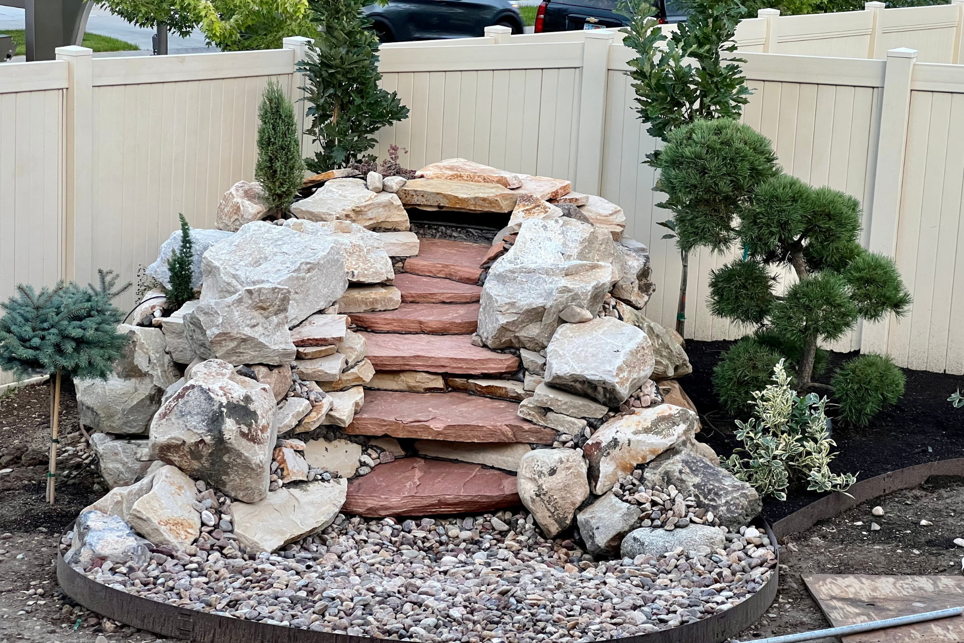 a custom outdoor water feature 