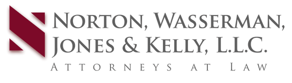 Logo for Norton, Wasserman, Jones & Kelly, L.L.C., Attorneys at Law in maroon and dark grey