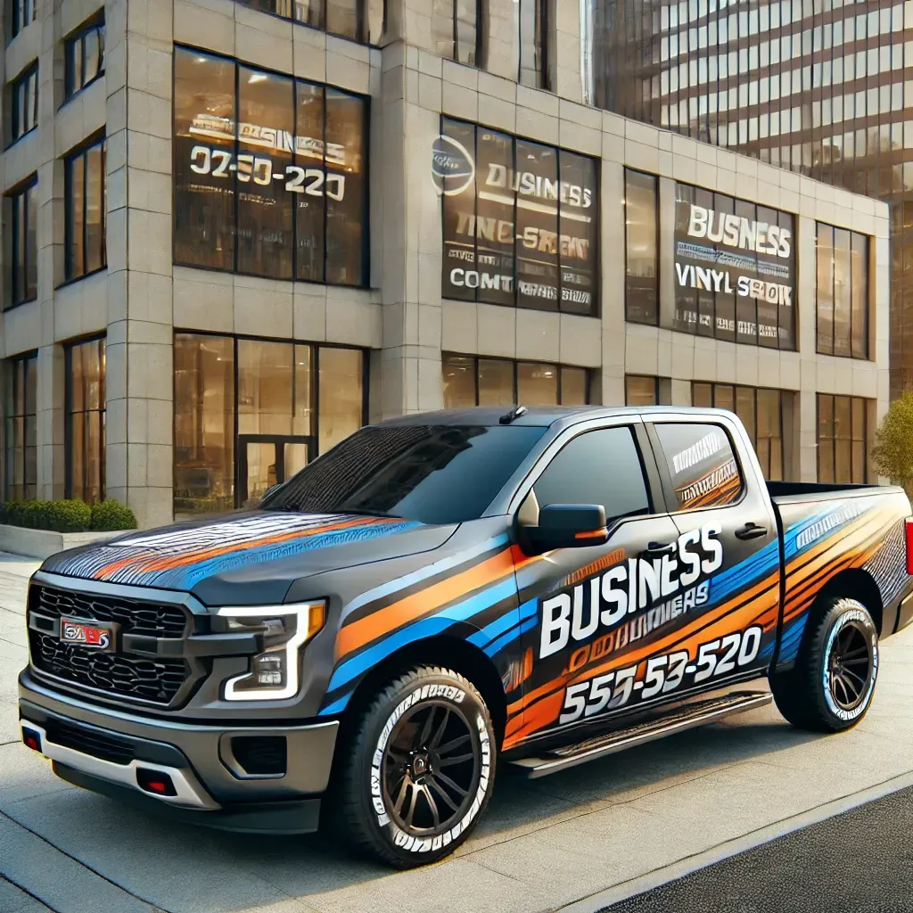 A business truck with custom logos for branding