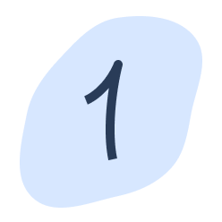 The number 1 is drawn in a blue circle on a white background.