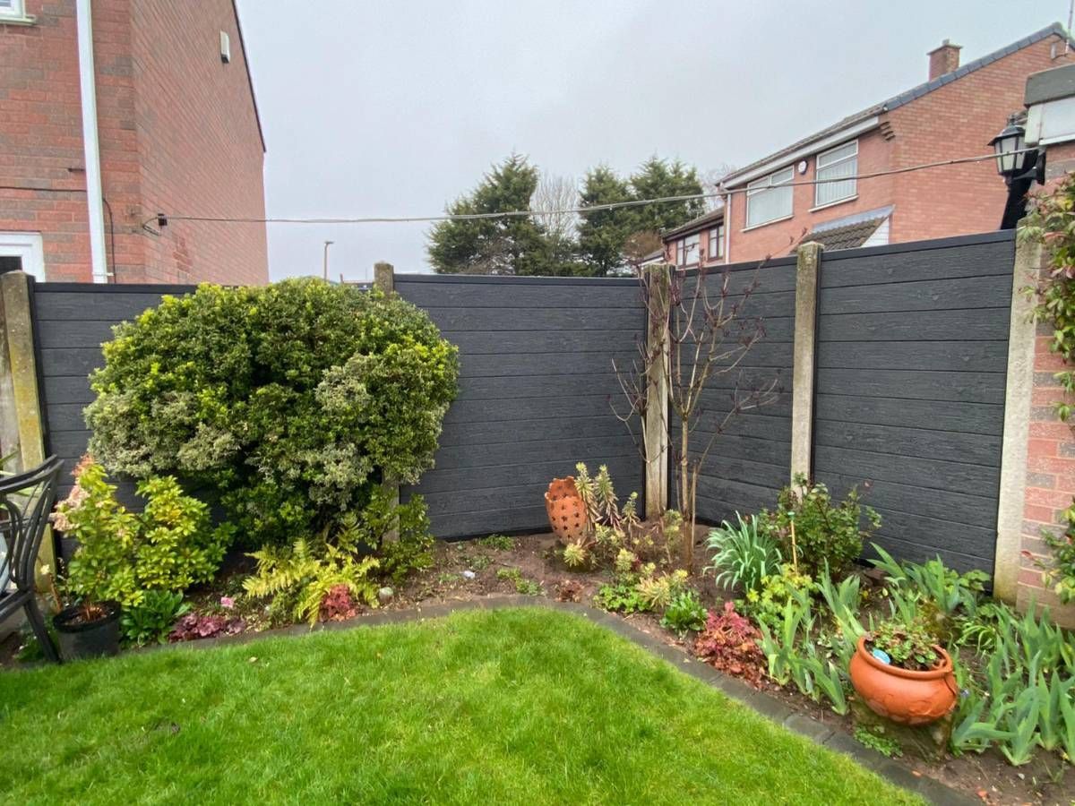 Composite fencing fitting to existing concrete posts